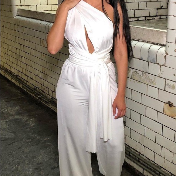 Fashion Nova Pants - White multi-way flare jumpsuit